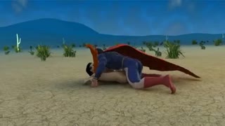 Superman has fun with a slut in the middle of the hot desert