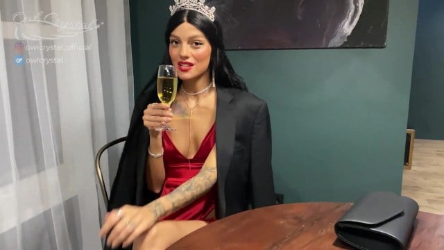 A horny queen fucks a guy hard in the ass after dinner