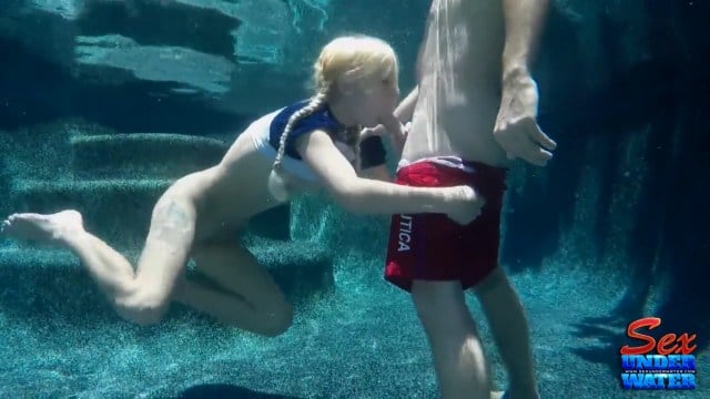 Craving the extreme, he pushes blonde into wild underwater blowjob and fucking