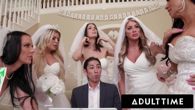 Guy fucks multiple brides in their wet pussies