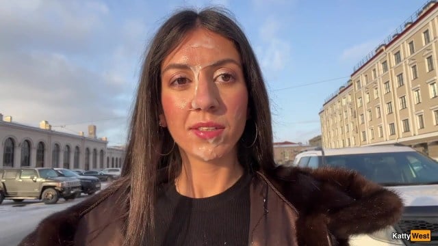 Kathy West gives roadside oral and leaves with cum on her face