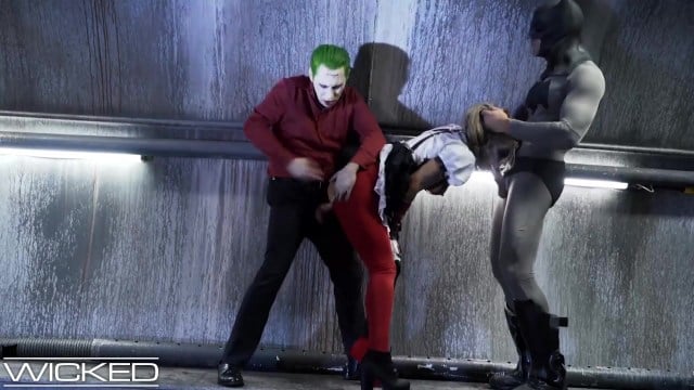 Kleio Valentien as Harley Quinn fucks Batman and Joker
