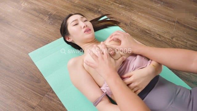 MILF with yoga trainer during private training session