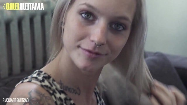 Tattooed blonde auditions for adult work and gets hard fucking